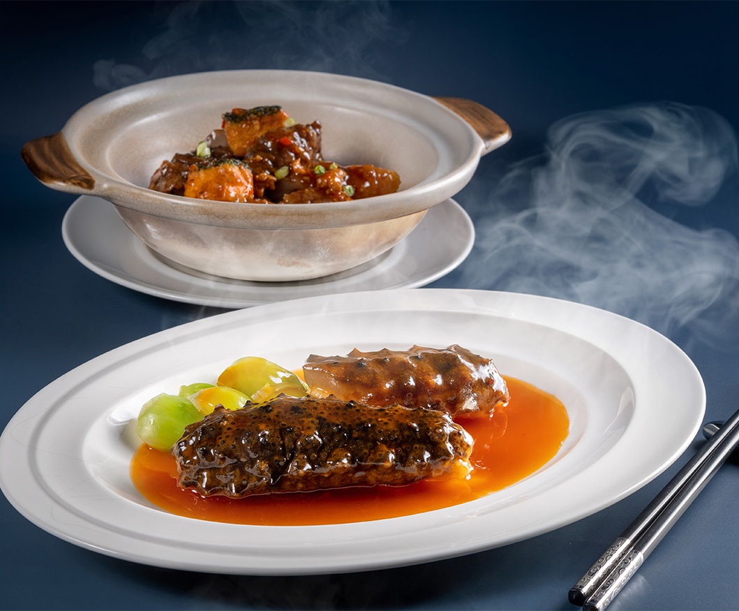 Korean Spiked Sea Cucumber Braised in Two Styles at Wah Lok Cantonese Restaurant