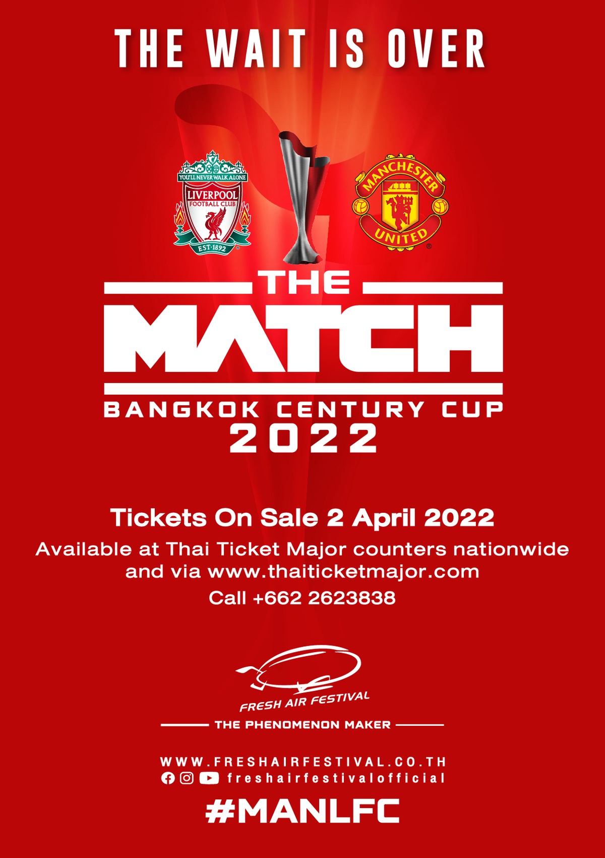 THE MATCH BANGKOK CENTURY CUP 2022 announces public ticket sales date 2 April 2022 at 10:00AM Bangkok local