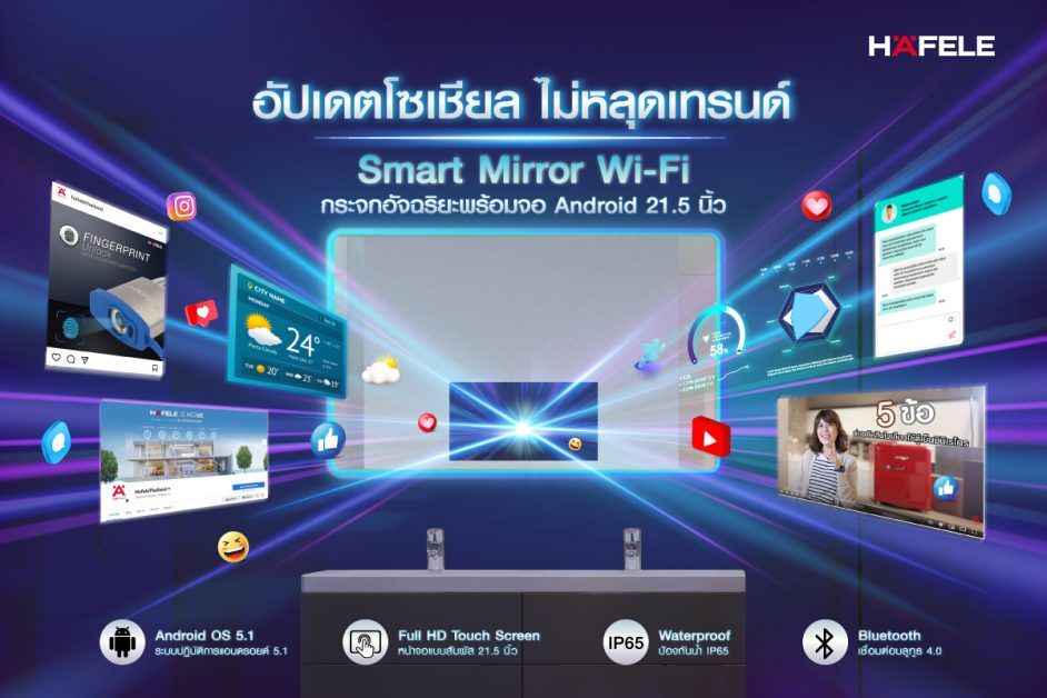 'Smart Mirror Wi-Fi' กระจกอัจฉริยะพร้อมจอแอนดรอยด์ ความบันเทิงบ้านยุคใหม่ อัปเดทโซเชียลไม่หลุดเทรนด์