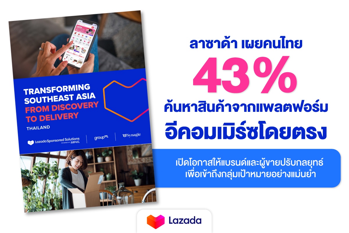 ลาซาด้า เผยคนไทย 43% ค้นหาสินค้าจากแพลตฟอร์มอีคอมเมิร์ซโดยตรง