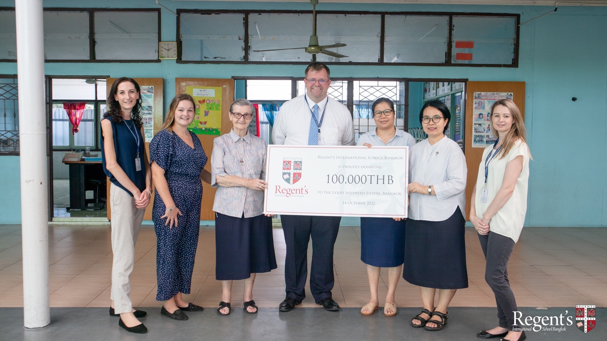 Regent's International School Bangkok ได้มอบเงินบริจาคจำนวน 100,000 บาทให้แก่ Good Shepherd Sisters Bangkok