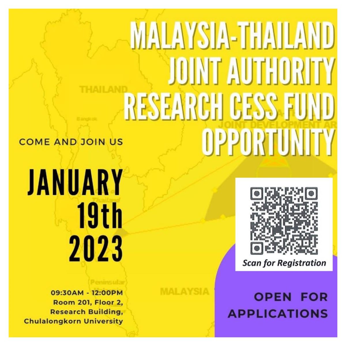 ขอเชิญร่วมกิจกรรม Malaysia-Thailand Joint Authority Research Cess Fund Roadshow