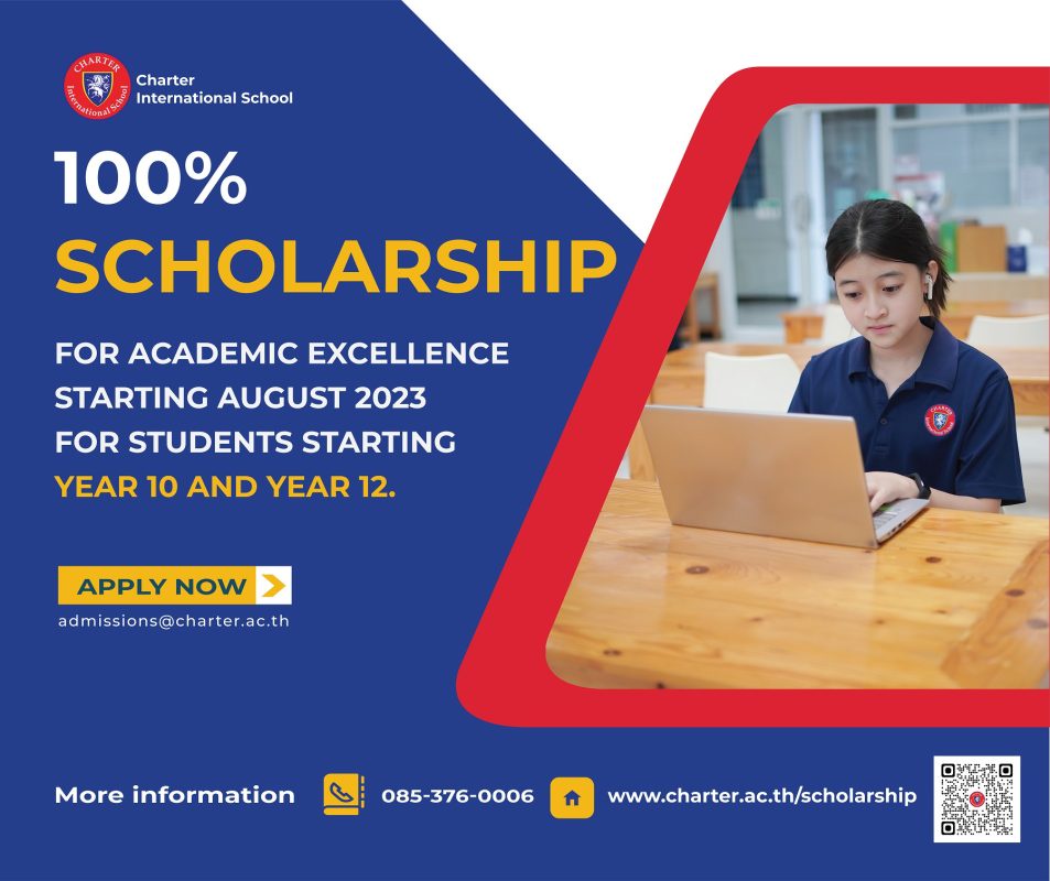 Charter International School Offers 100% scholarships for academic excellence for students starting year 10 and year 12 in August