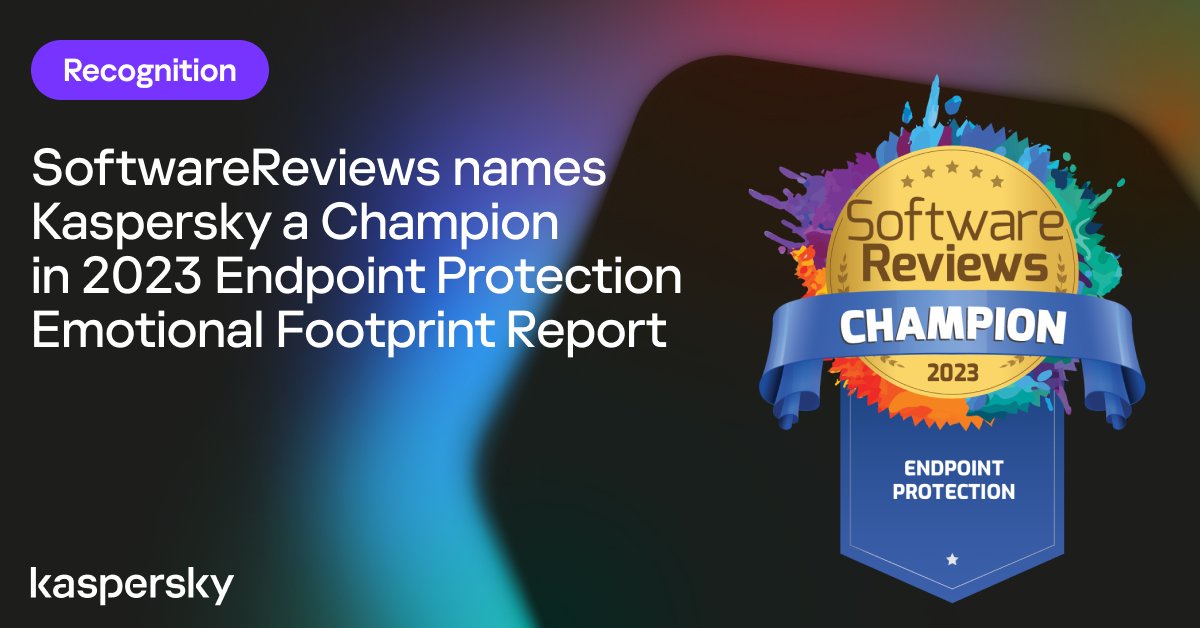 SoftwareReviews names Kaspersky a Champion in 2023 Endpoint Protection Emotional Footprint Report