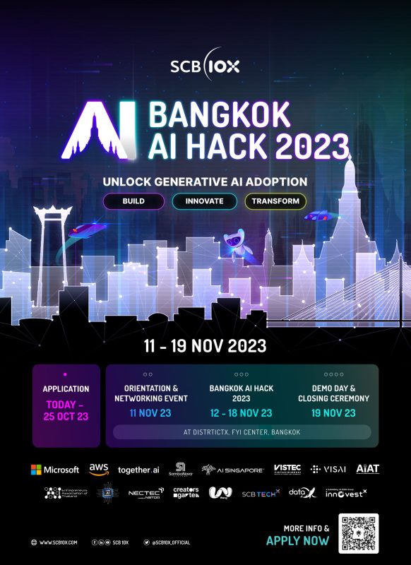 SCB 10X and Global AI Partners Unveil Bangkok AI Hack 2023: Unlocking Generative AI Innovations