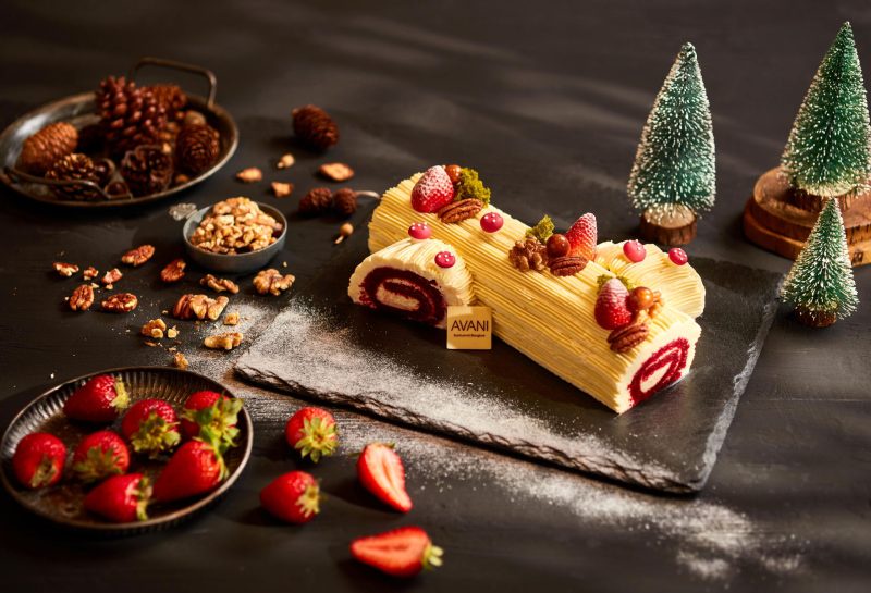 Unwrap the Magic of the Season with Crimson Snow Velvet Log Cake from Avani Sukhumvit Bangkok