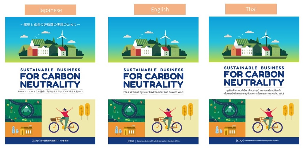 Sustainable Business for Carbon Neutrality Vol. 3 Catalog เจโทรรวบรวมรายชื่อบริษัทญี่ปุ่นมากถึง 56 บริษัทที่นำเสนอเทคโนโลยีสีเขียวเพื่อมุ่งสู่ความเป็นกลางทางคาร์บอน