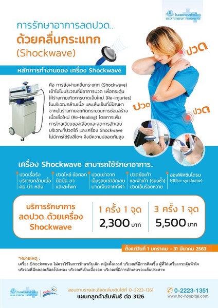 โรงพยาบาลหัวเฉียว ให้บริการรักษาอาการปวดด้วยเครื่อง Shockwave