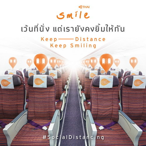 THAI Smile Practices Social Distancing Onboard to Prevent COVID-19 Spread, Leaving Seat Vacant Between Two Passengers in Domestic Flights
