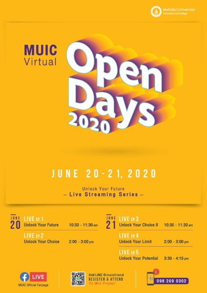 มหิดลอินเตอร์ ปลดล็อกอนาคตการศึกษาหลักสูตรนานาชาติ หลัง COVID-19 ในงาน MUIC Virtual Open Days 2020