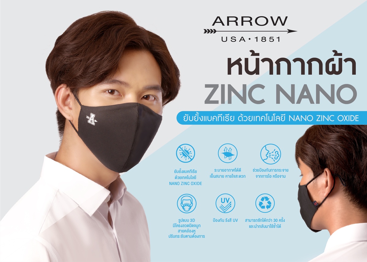 ARROW หน้ากากผ้า 3D ZINC NANO