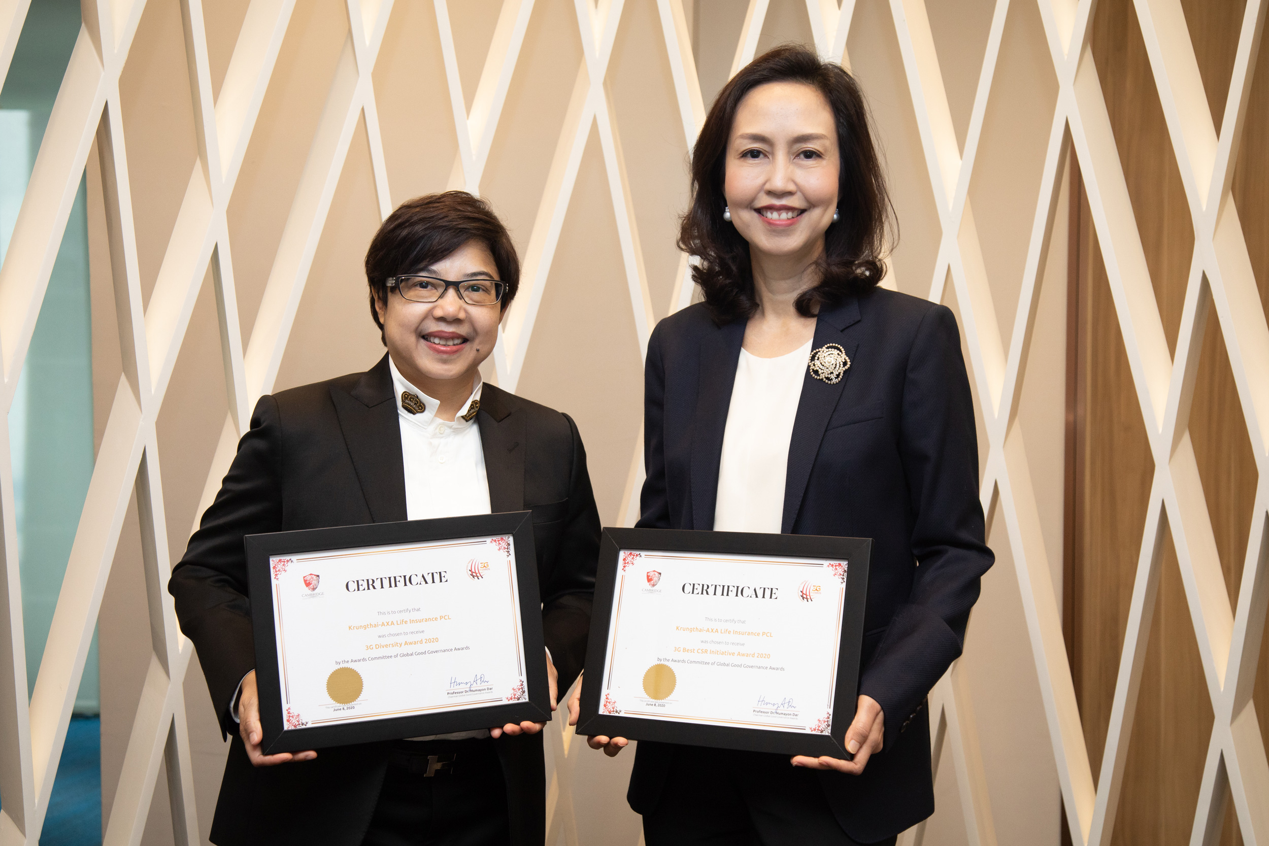 บมจ.กรุงไทยแอกซ่า ประกันชีวิต คว้า 2 รางวัล ระดับนานาชาติ จาก Global Good Governance Awards 2020