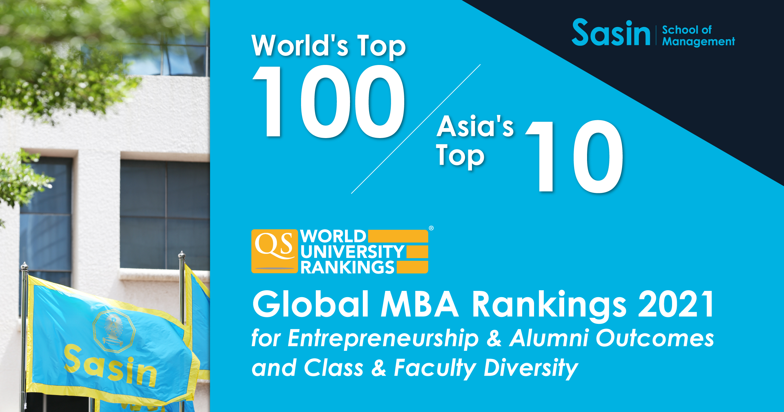 ศศินทร์ ขึ้น Top 10 เอเชีย ด้าน Entrepreneurship และ Alumni Outcomes QS Global MBA Rankings 2021