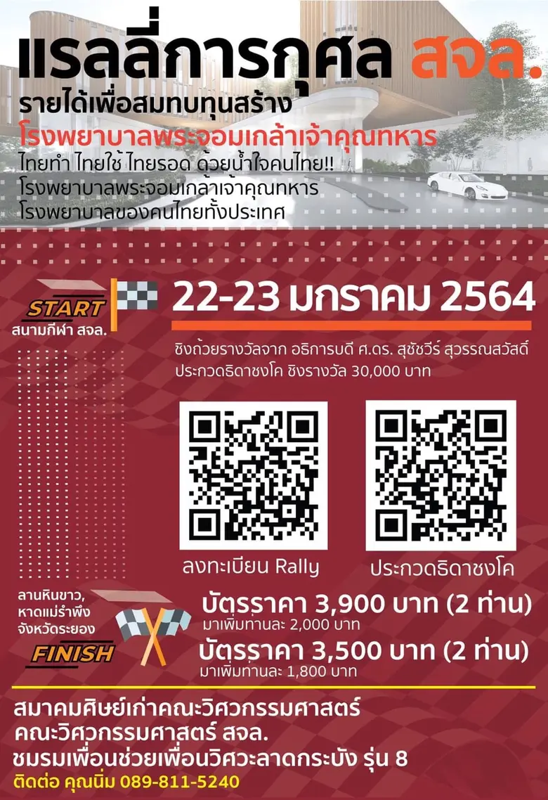 มูลนิธิโรงพยาบาลพระจอมเกล้าเจ้าคุณทหาร จัดแรลลี่การกุศล สมทบทุนสร้าง รพ.วิจัย