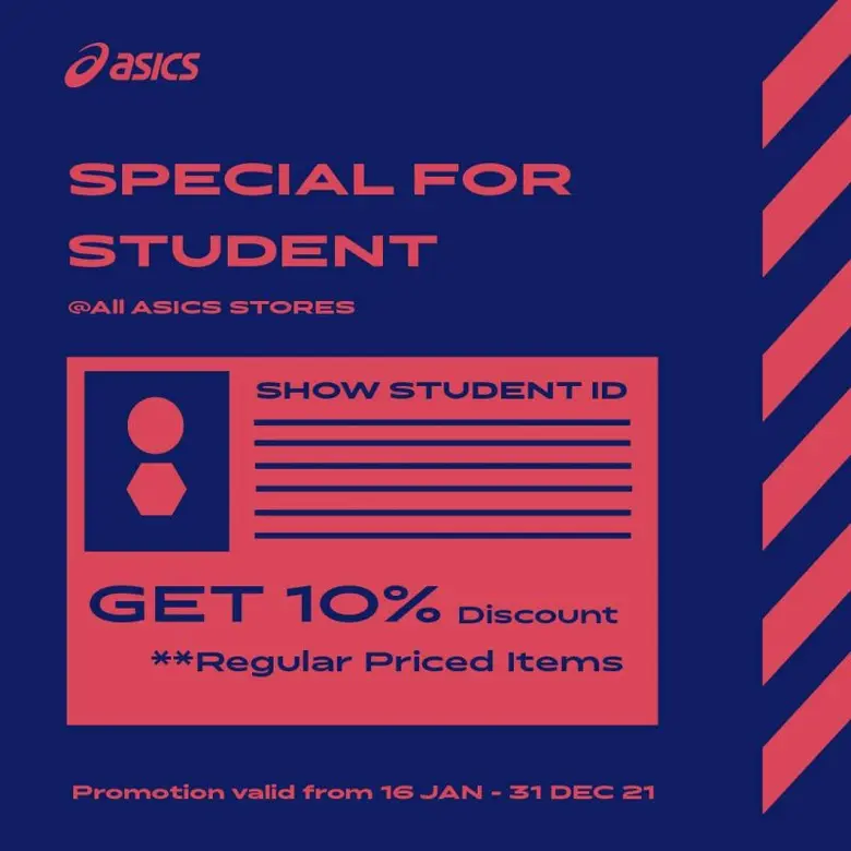 ASICS มอบส่วนลดสุดพิเศษ SPECIAL FOR STUDENT ตลอดทั้งปี 2021