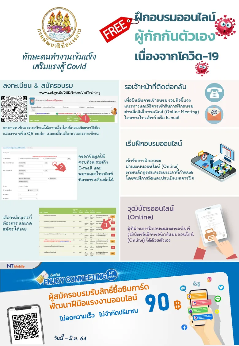 ก.แรงงาน รับกระแสกักตัวฝึกออนไลน์อัพฝีมือสู้โควิด-19