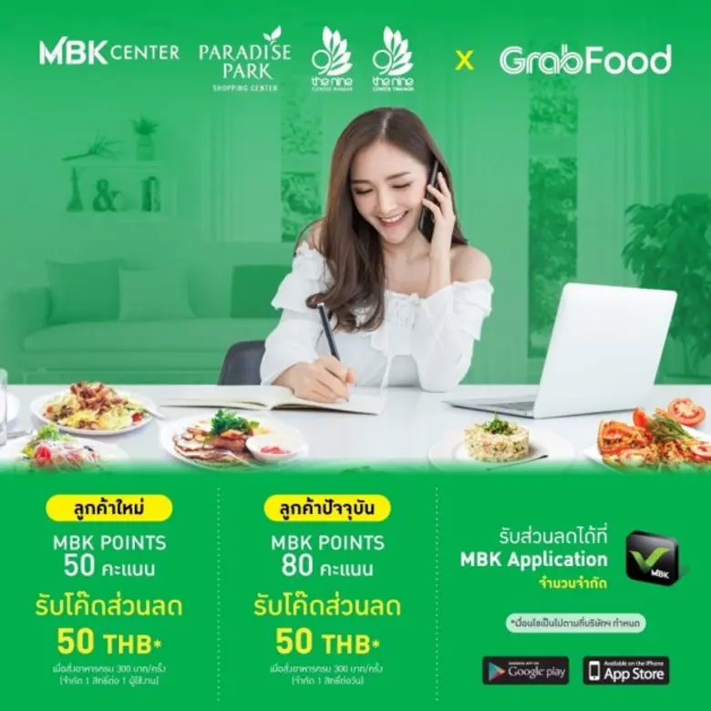ศูนย์การค้าเครือเอ็ม บี เค X แกร็บฟู้ด มอบส่วนลดลูกค้าเอ็ม บี เค แอปพลิเคชัน
