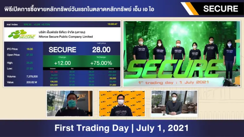 SECURE เริ่มซื้อขายในตลาดหลักทรัพย์ เอ็ม เอ ไอ วันแรก