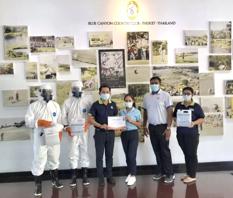 "PRAPAT" ฉีดพ่นฆ่าเชื้อ "บลูแคนยอน คันทรี คลับ" รับ Phuket Sandbox