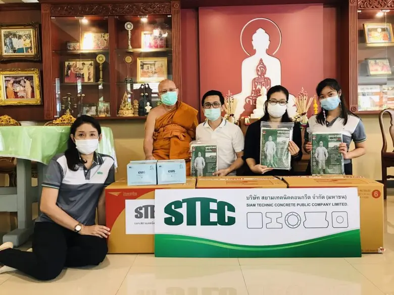 "สยามเทคนิคคอนกรีต" สนับสนุนอุปกรณ์ให้โรงพยาบาลสนามและวัดในเขตชุมชนป้องกันโควิด