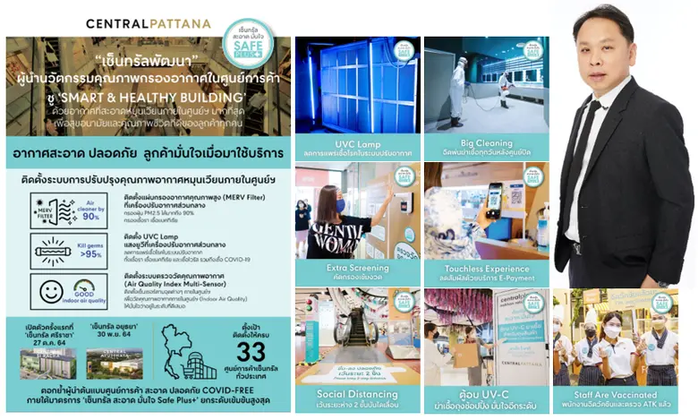"เซ็นทรัลพัฒนา" ผู้นำนวัตกรรมคุณภาพกรองอากาศในศูนย์การค้า ชู 'SMART & HEALTHY BUILDING' อัพเกรดระบบปรับอากาศและกรองอากาศ เพื่อให้มีอากาศสะอาดหมุนเวียนภายในศูนย์การค้ามากที่สุด ให้ลูกค้ามั่นใจเมื่อมาใช้บริการ