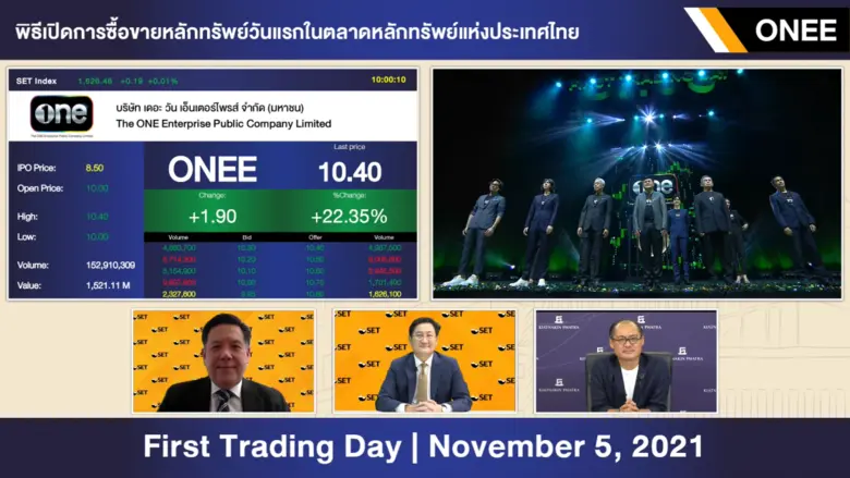 ONEE เริ่มซื้อขายในตลาดหลักทรัพย์ฯ วันแรก