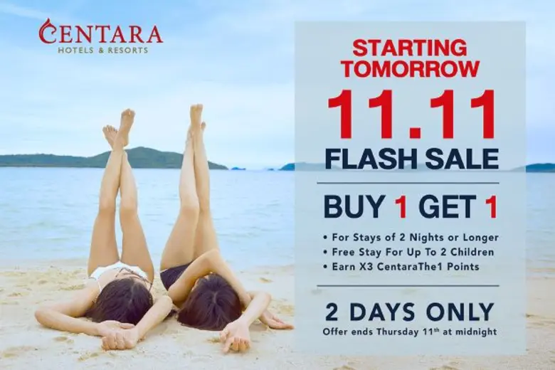 Centara Offers Free Nights with 11.11 Flash Sale Buy-1-Get-1