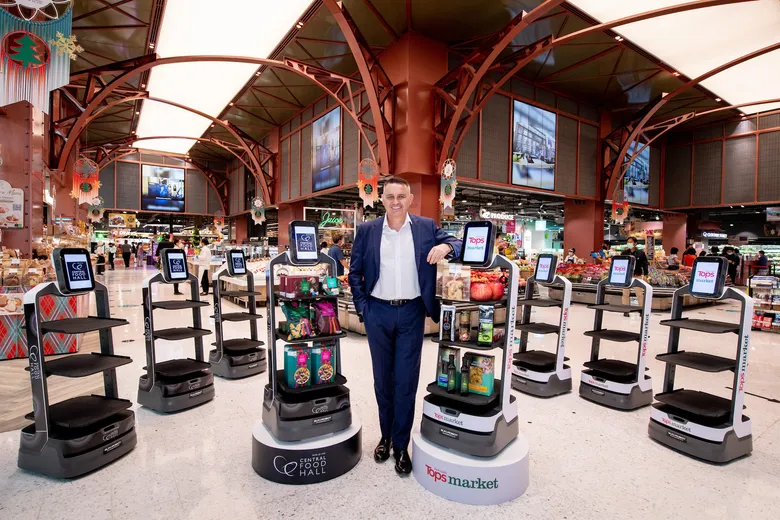First in Thailand's supermarkets, Central Food Retail utilizes AI technology to facilitate shopping, introducing Temjai, an AI Service Robot, to offer convenience to consumers in the New Normal