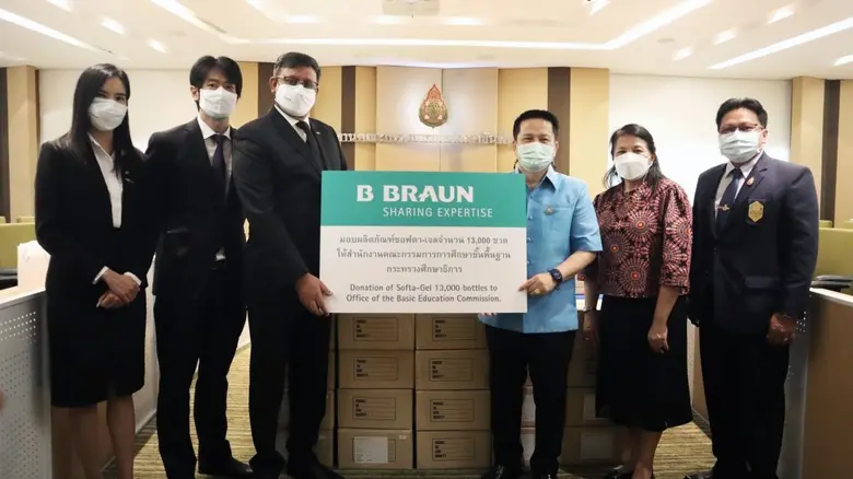 B. Braun donates 13,000 bottles of Softa-Gel hand sanitizer to schools across Thailand to reduce the risk of COVID-19 infection during school opening.