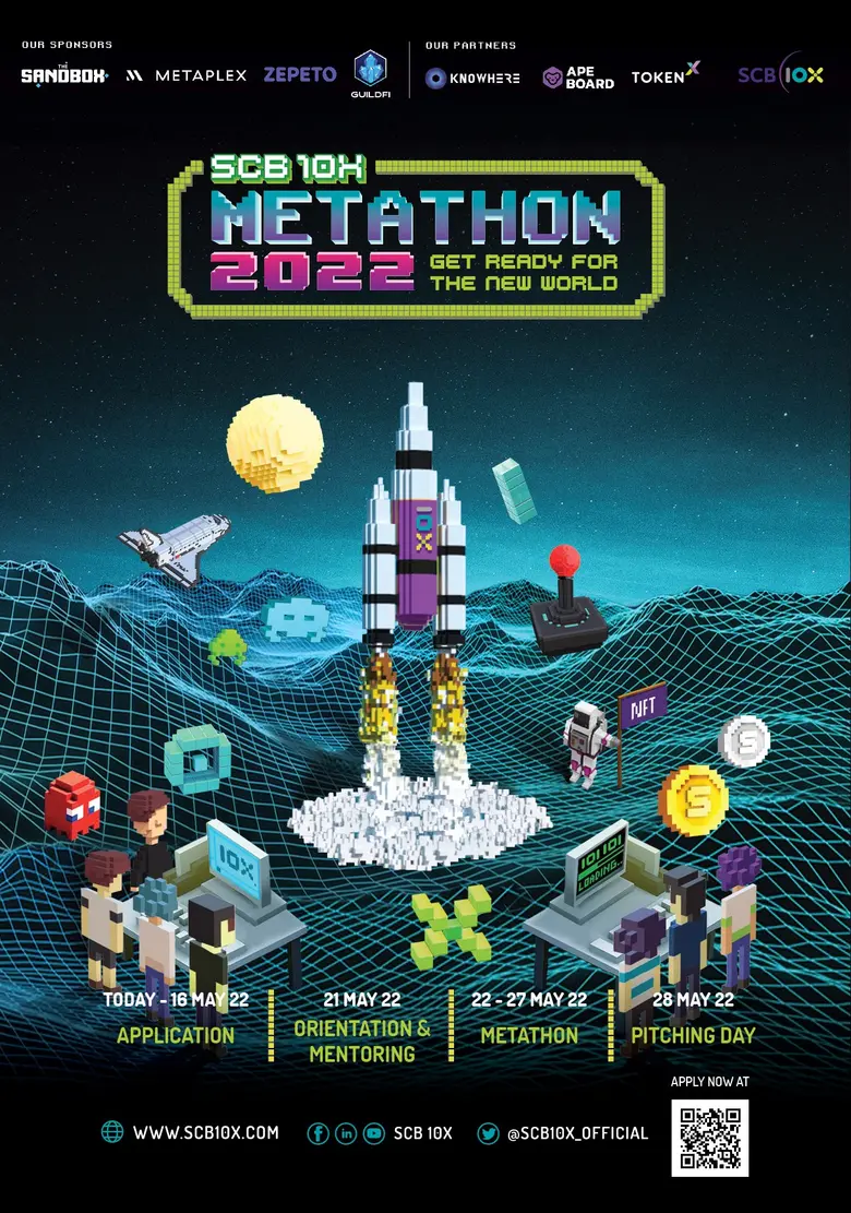 "SCB 10X" เปิดเวที "SCB 10X METATHON 2022" พร้อมขนทัพ Global Partner ระดับโลกด้าน Metaverse เฟ้นหาสุดยอดทีมนักพัฒนาด้าน Metaverse