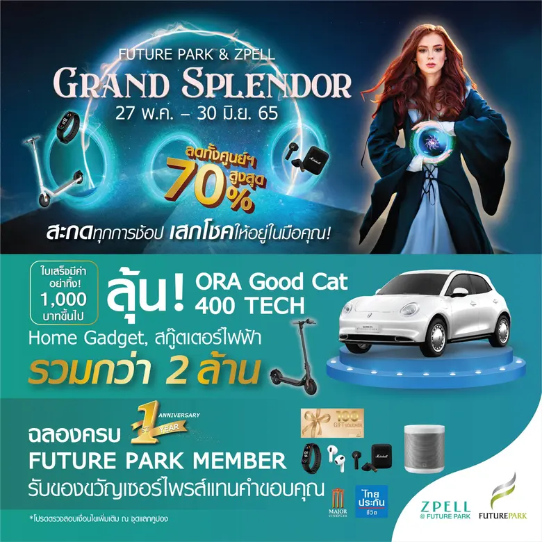 "ศูนย์การค้าฟิวเจอร์พาร์ค และสเปลล์" เอาใจขาช้อป ส่งแคมเปญ "GRAND SPLENDOR" จัดเต็มโปรโมชั่นสุดคุ้ม…ลดทั้งศูนย์ฯ สูงสุดกว่า 70%