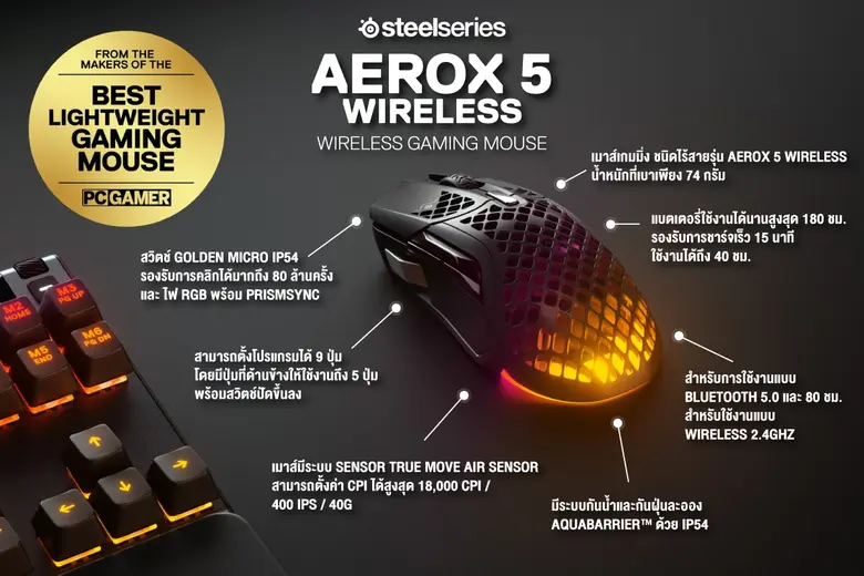 อาร์ทีบีฯ เปิดตัวนวัตกรรมเมาส์เกมมิ่ง 3 รุ่นใหม่ล่าสุด "Aerox 5" "Aerox 5 Wireless" และ "Aerox9 Wireless" ภายใต้แบรนด์ SteelSeries