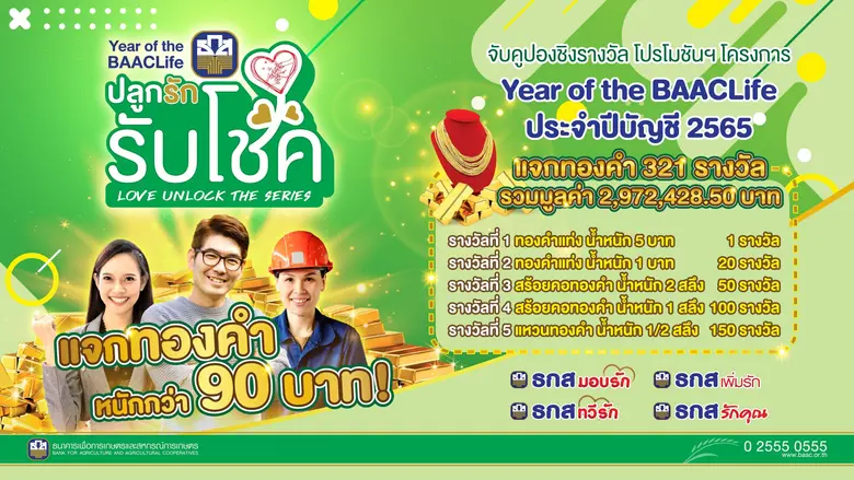 ธ.ก.ส. มอบความสุขส่งท้ายปี แจกทองคำหนักกว่า 90 บาท กับแคมเปญ "ธ.ก.ส. ปลูกรัก รับโชค" Love Unlock the series