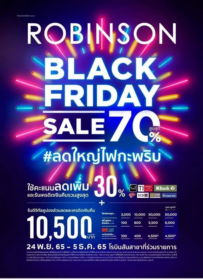 ห้างโรบินสัน คัมแบคแคมเปญเซลแห่งปี รับเทศกาลช้อปปิ้งระดับโลก "ROBINSON BLACK FRIDAY" #ลดใหญ่ไฟกระพริบ หนุนจับจ่ายปลายปีคึกคัก