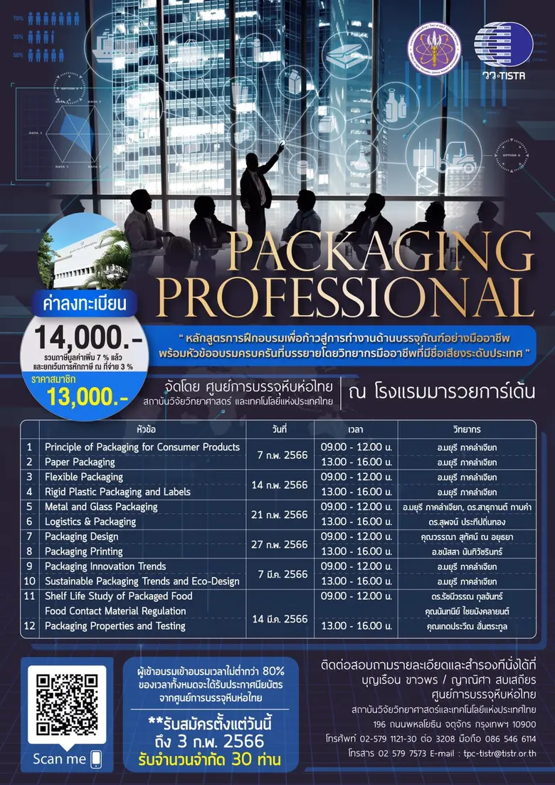 วว. จัดอบรมหลักสูตร  PACKAGING   PROFESSIONAL