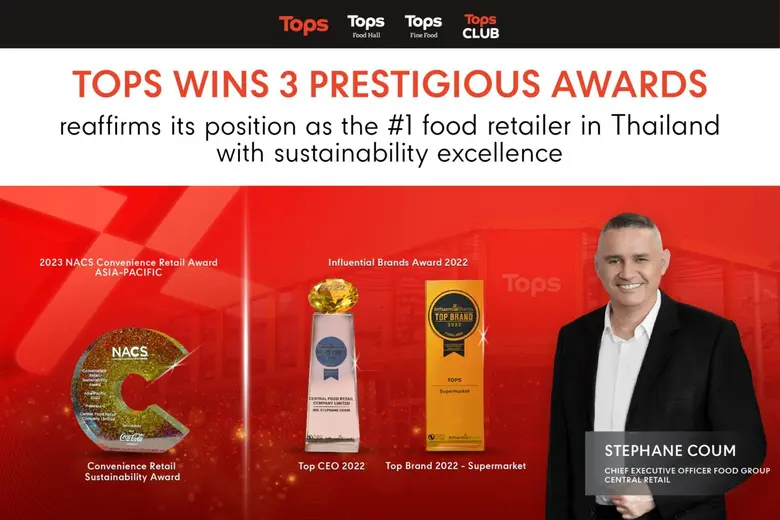 Tops wins three prestigious international awards, reaffirming its #1 position in consumers' mind as Thailand's ultimate Food Discovery & Destination