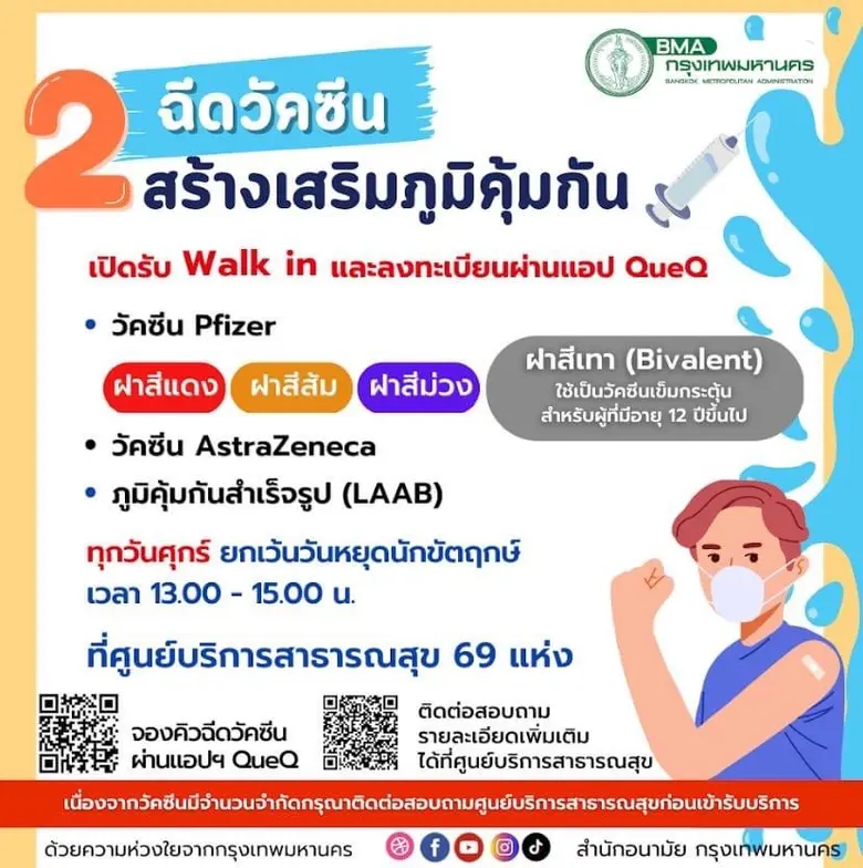 กทม.บริการเชิงรุกฉีดวัคซีนโควิด 19 เข็มกระตุ้นกลุ่มเสี่ยง