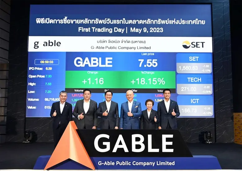 GABLE ประสบความสำเร็จ เข้าซื้อขายวันแรกในตลาดหลักทรัพย์ฯ ราคาเปิดพุ่งเหนือราคาจอง 14.24%