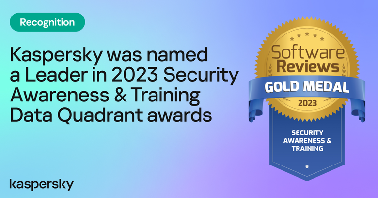 Kaspersky recognized Leader in SoftwareReviews 2023 Security Awareness &amp; Training Data Quadrant awards