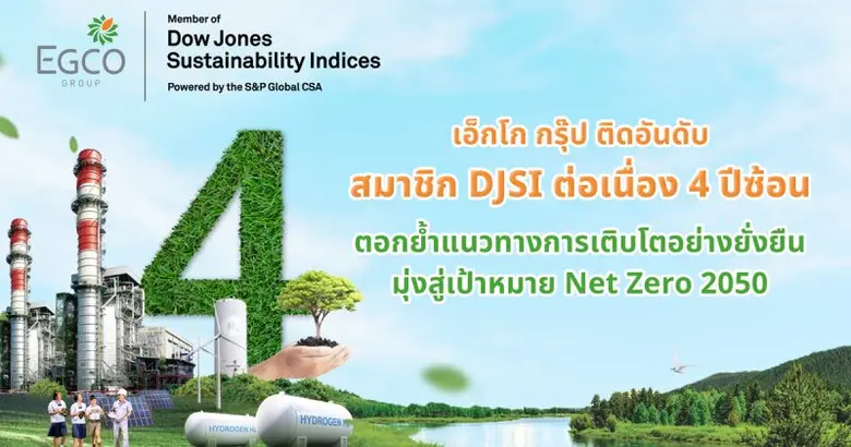 EGCO Group listed on DJSI for 4th year in a row, commitment to sustainability and Net Zero 2050 goal is strongly confirmed