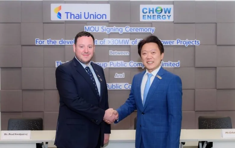 Chow Energy joins hands with Thai Union to reduce greenhouse gases and sign an MOU to install more than 30 megawatts of solar power for partners nationwide