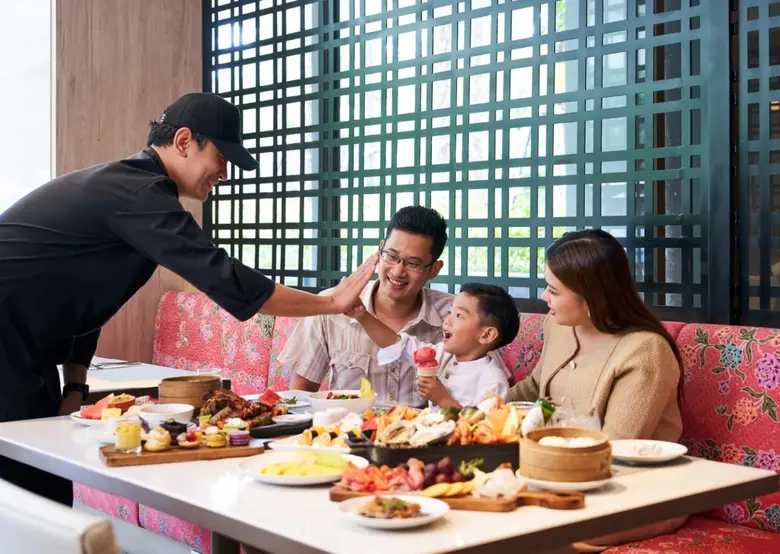 Experience authentic Thai flavor at the Songkran Buffet Chon-Som All Day Dining, Courtyard by Marriott Bangkok Suvarnabhumi Airport