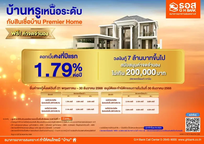 ธอส. พร้อมดำเนินการตามนโยบายกระทรวงการคลัง จัดทำสินเชื่อบ้าน Premier Home