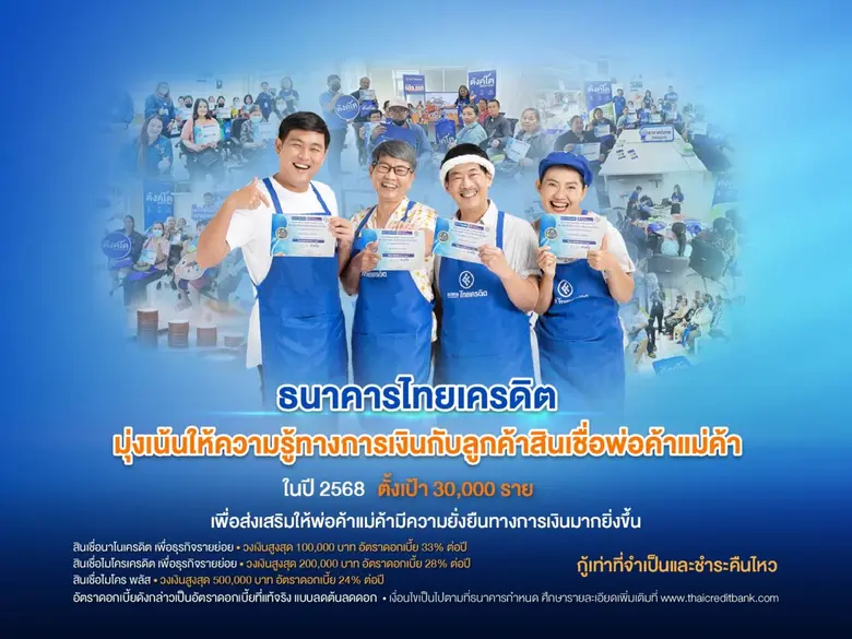 ธนาคารไทยเครดิตมุ่งเน้นให้ความรู้ทางการเงินกับลูกค้าสินเชื่อฯ ในปี 2568 ตั้งเป้า 30,000 ราย เพื่อส่งเสริมให้พ่อค้าแม่ค้ามีความยั่งยืนทางการเงินมากยิ่งขึ้น