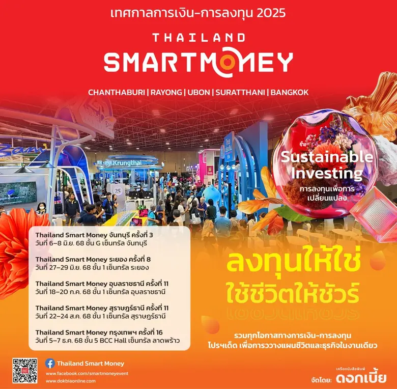 Thailand Smart Money 2025 ยกทัพสถาบันการเงิน-ลงทุน บุกหัวเมืองใหญ่ 4 จังหวัด ชูแนวคิด "Sustainable Investing"