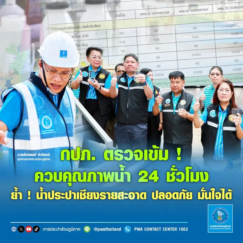กปภ. ตรวจเข้มคุมคุณภาพน้ำ 24 ชั่วโมงย้ำ ! น้ำประปาเชียงรายสะอาด ปลอดภัย มั่นใจได้