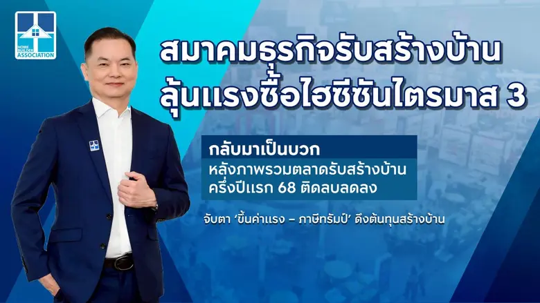 สมาคมธุรกิจรับสร้างบ้าน ลุ้นแรงซื้อไฮซีซันไตรมาส 3 กลับมาเป็นบวก หลังภาพรวมตลาดรับสร้างบ้านครึ่งปีแรก 68 ติดลบลดลง จับตา 'ขึ้นค่าแรง - ภาษีทรัมป์' ดึงต้นทุนสร้างบ้าน