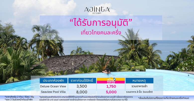 อจินตา รีสอร์ต เกาะกูด "ได้รับการอนุมัติ" เข้าร่วมโครงการ "เที่ยวไทยคนละครึ่ง"