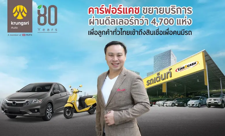 คาร์ฟอร์แคช ขยายบริการผ่านดีลเลอร์กว่า 4,700 แห่งทั่วประเทศ หวังเพิ่มโอกาสการเข้าถึงบริการทางการเงิน ด้วยช่องทางที่หลากหลายอย่างครบวงจร