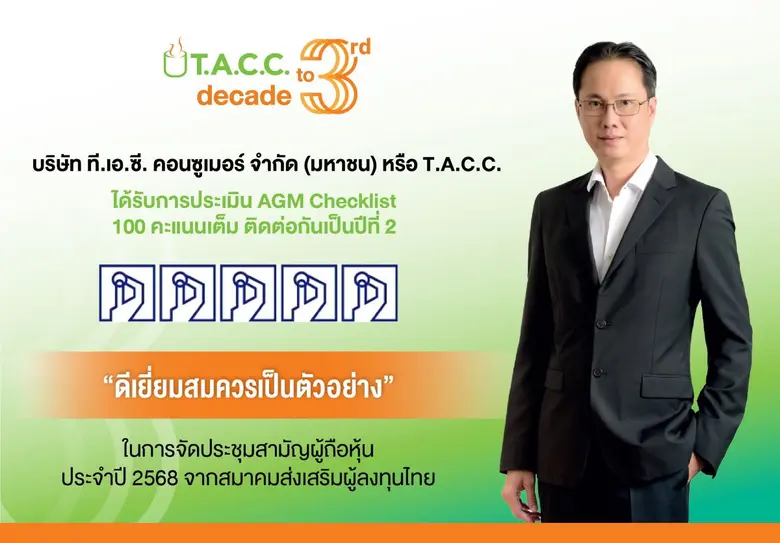 TACC คว้า 100 คะแนนเต็ม "AGM Checklist" 2 ปีซ้อน